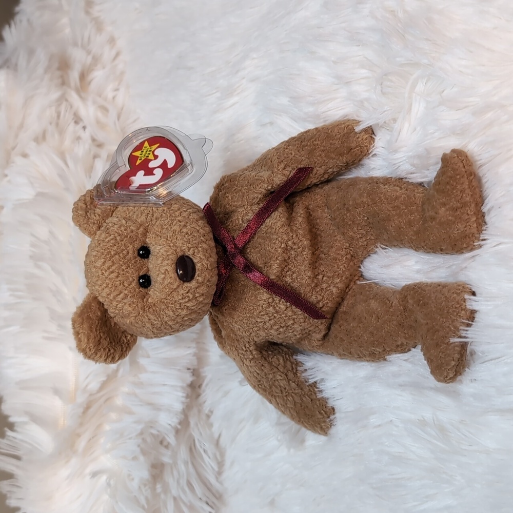 TY Beanie Babies 1996 CURLY Bear retired vintage TOY BD 4-12-96